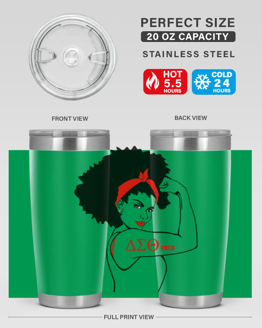 Delta Sigma Theta Cotton Tank featuring bold black phrases, perfect for showcasing sorority pride.