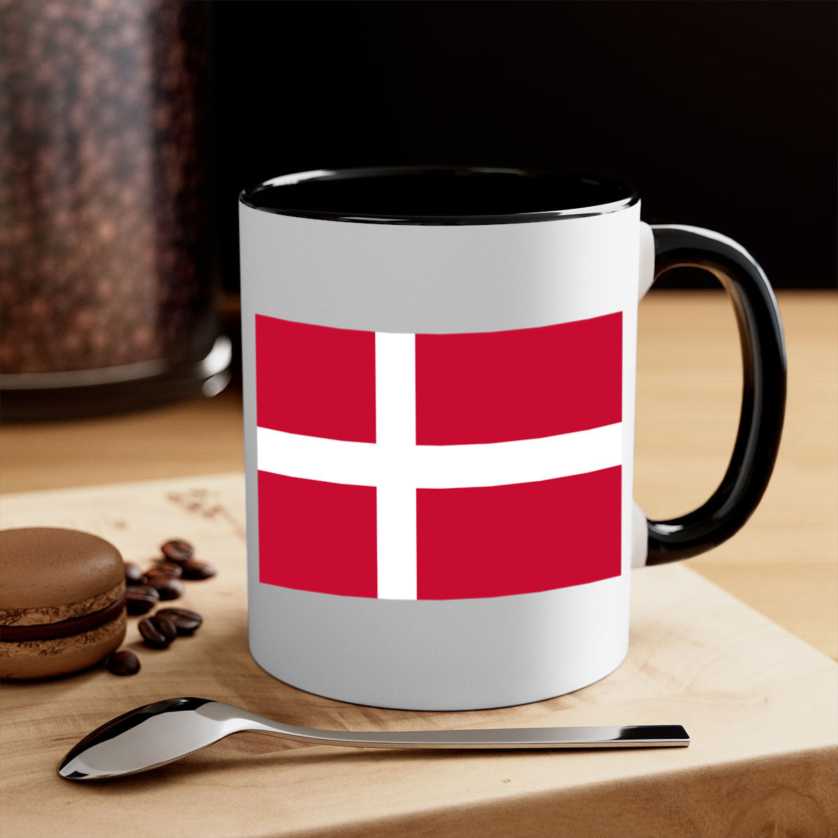 Denmark 151# Mug featuring a two-tone design with a colored handle and glossy finish, available in multiple colors.