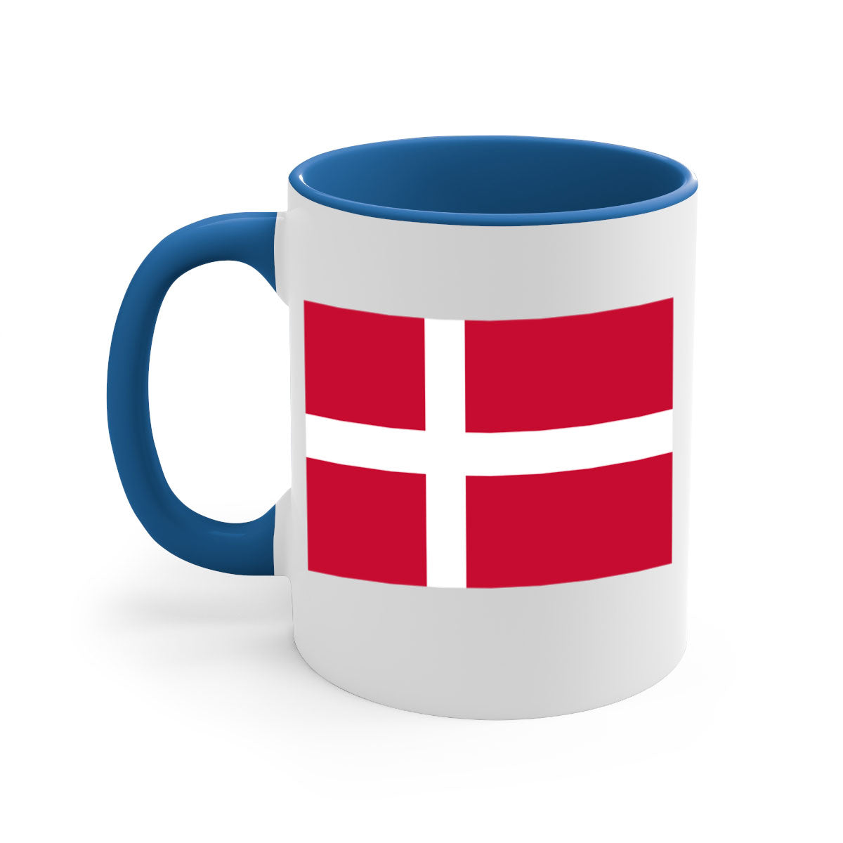 Denmark 151# Mug featuring a two-tone design with a colored handle and glossy finish, available in multiple colors.
