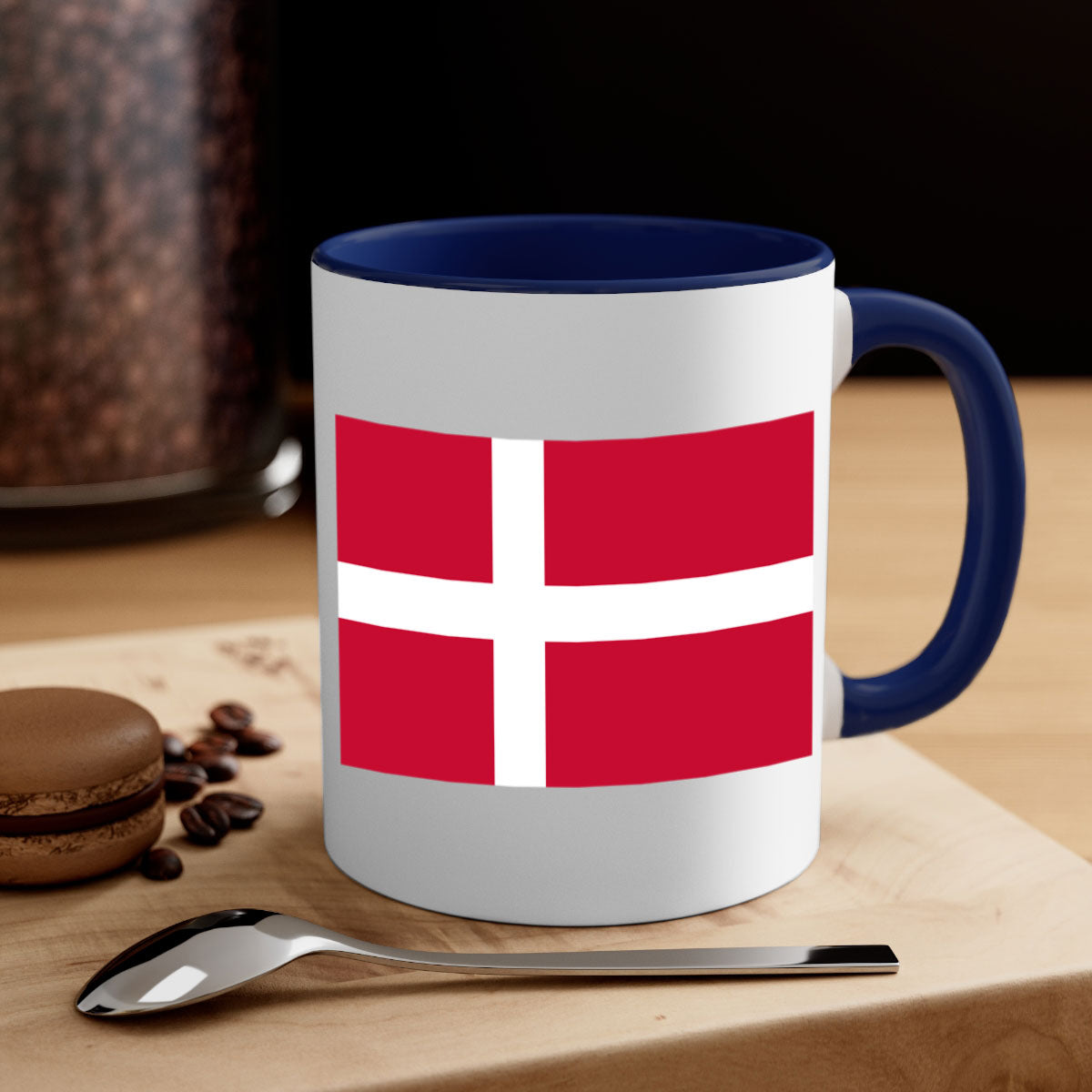 Denmark 151# Mug featuring a two-tone design with a colored handle and glossy finish, available in multiple colors.