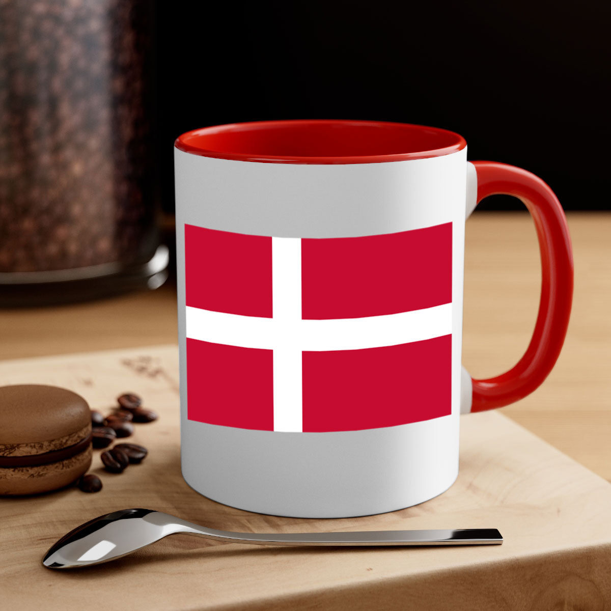 Denmark 151# Mug featuring a two-tone design with a colored handle and glossy finish, available in multiple colors.