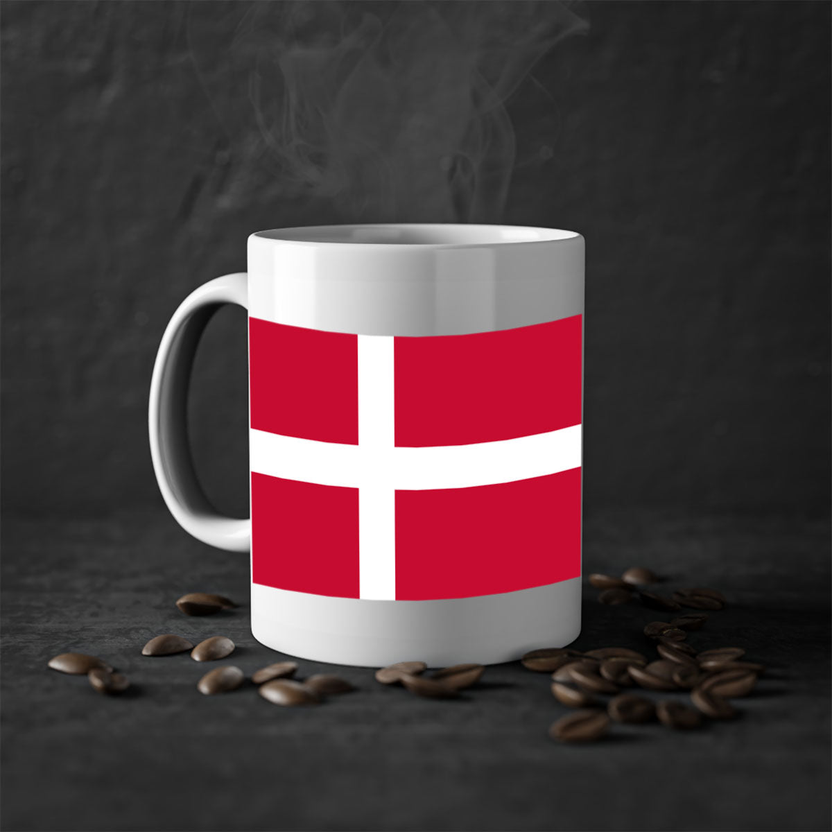 Denmark 151# Mug featuring a two-tone design with a colored handle and glossy finish, available in multiple colors.
