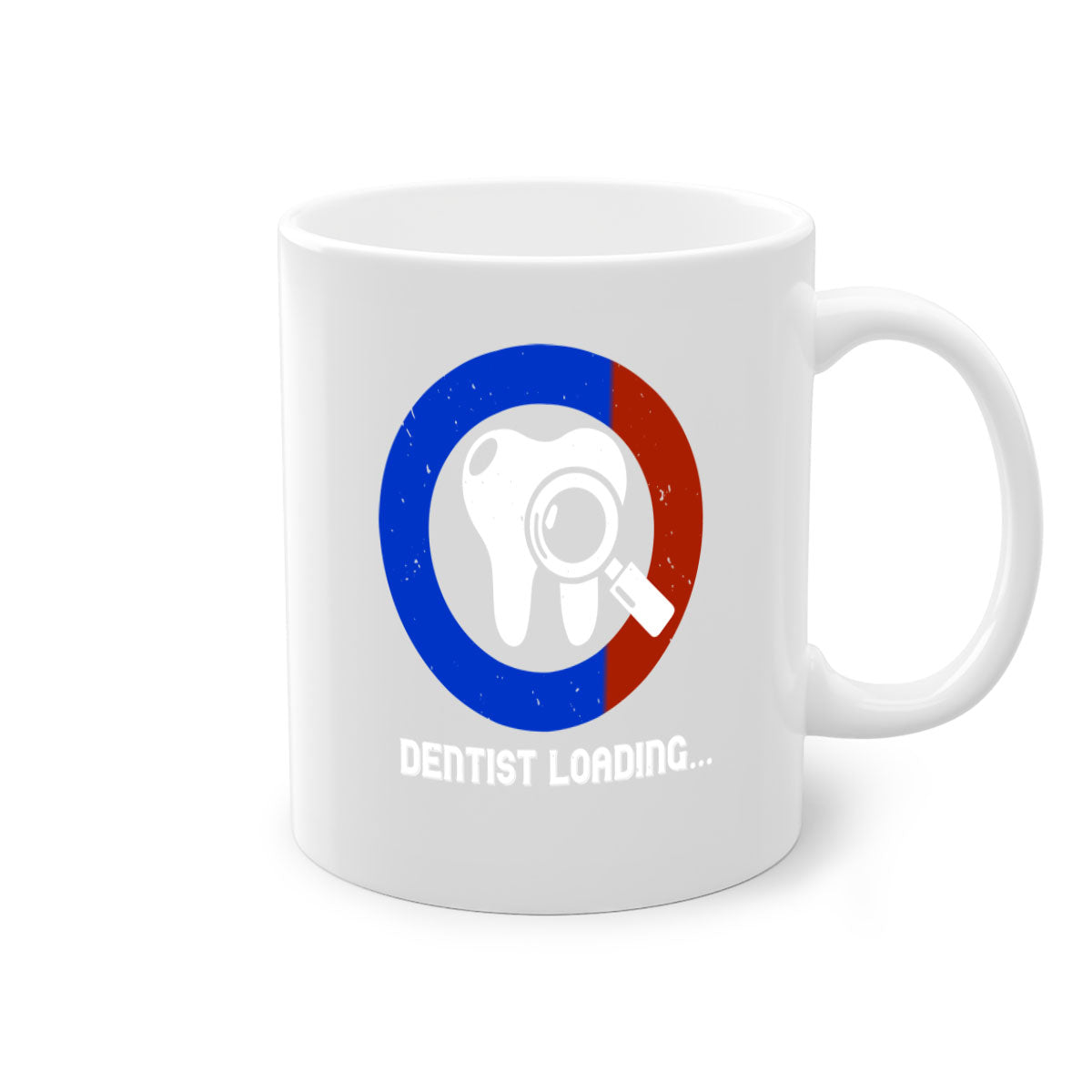 Dentist loading Style 45# Mug with colorful handle and glossy finish, available in multiple colors and sizes.