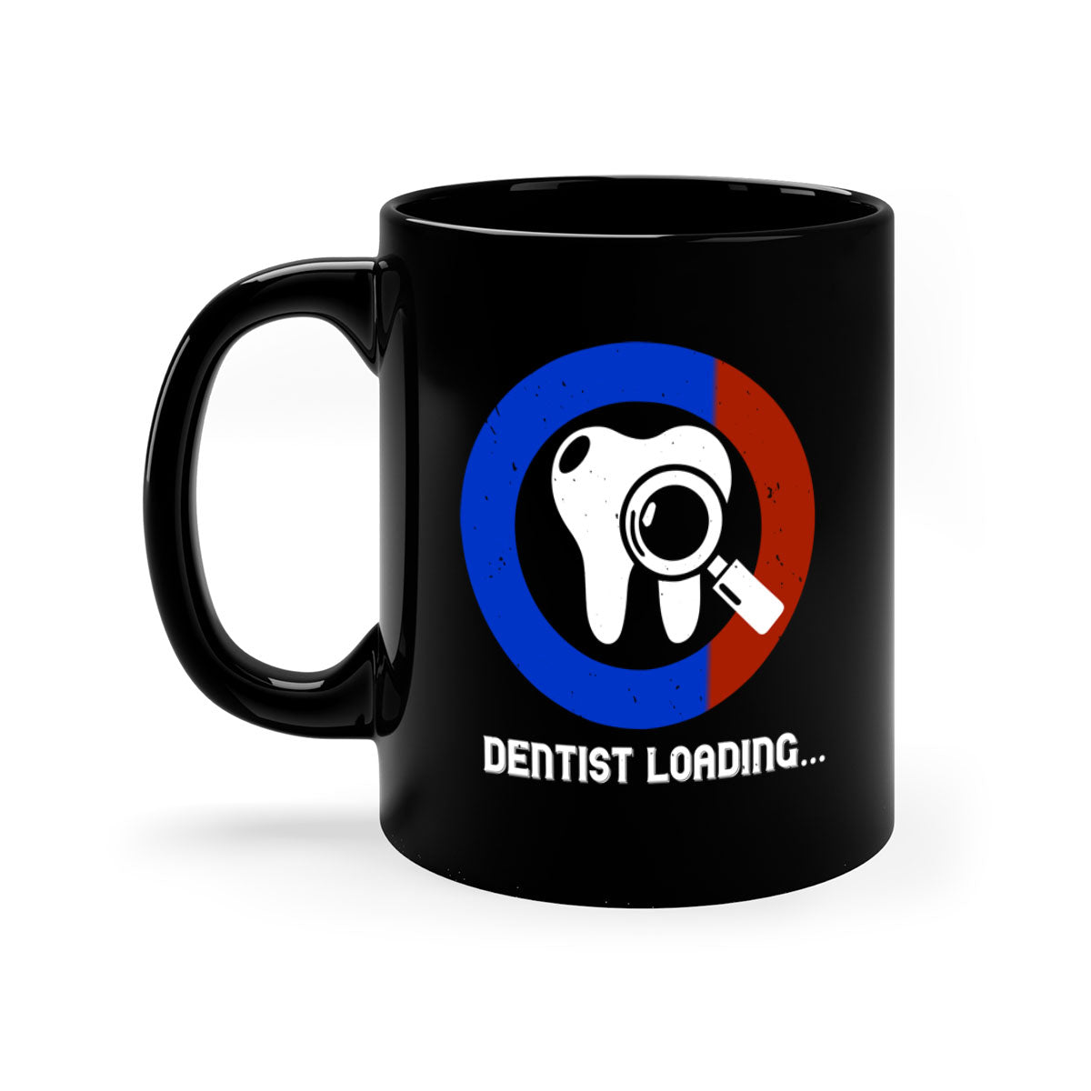 Dentist loading Style 45# Mug with colorful handle and glossy finish, available in multiple colors and sizes.