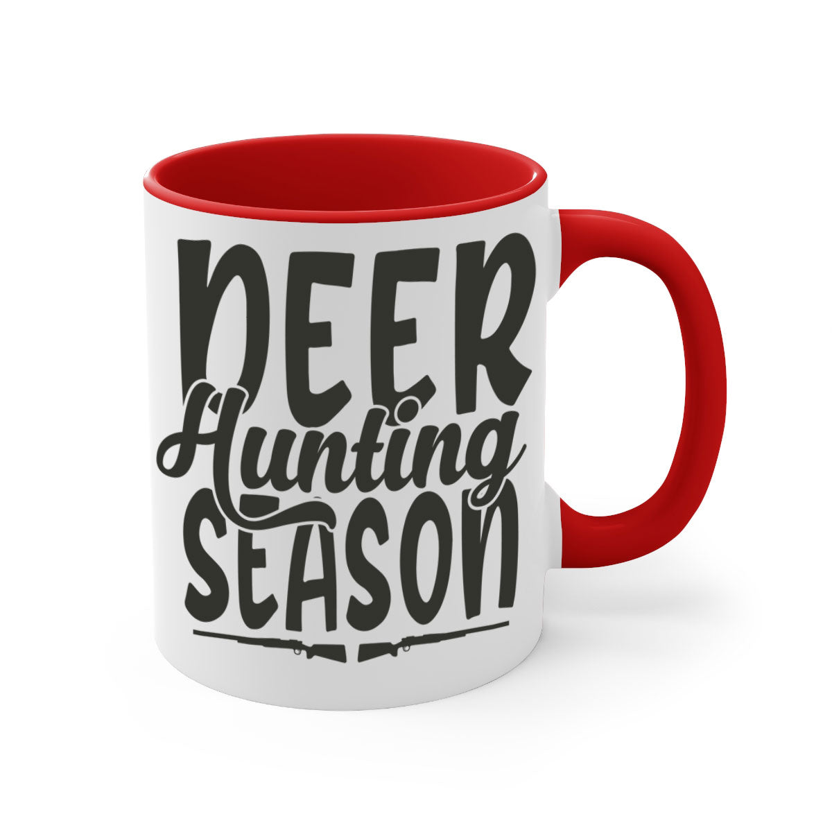 A stylish two-tone deer hunting season mug with a glossy finish, featuring a colored handle and interior, available in multiple colors.