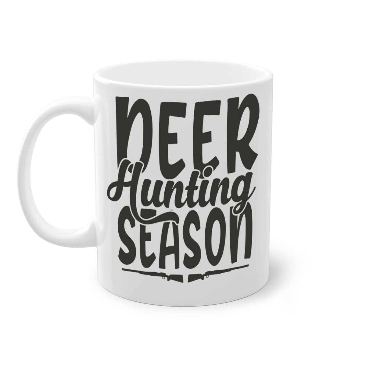 A stylish two-tone deer hunting season mug with a glossy finish, featuring a colored handle and interior, available in multiple colors.
