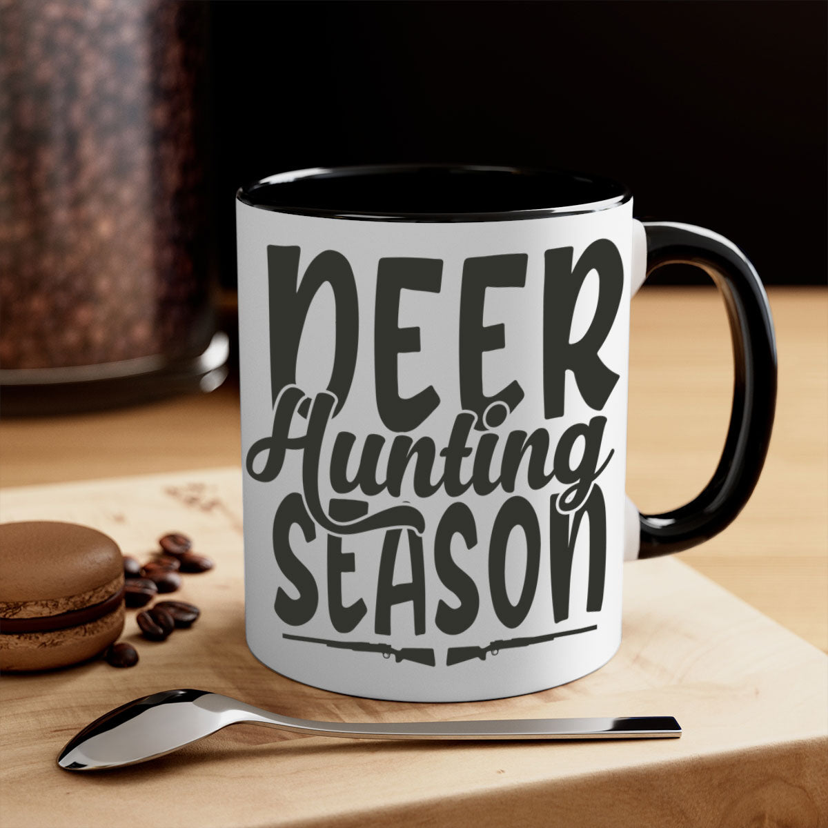 A stylish two-tone deer hunting season mug with a glossy finish, featuring a colored handle and interior, available in multiple colors.