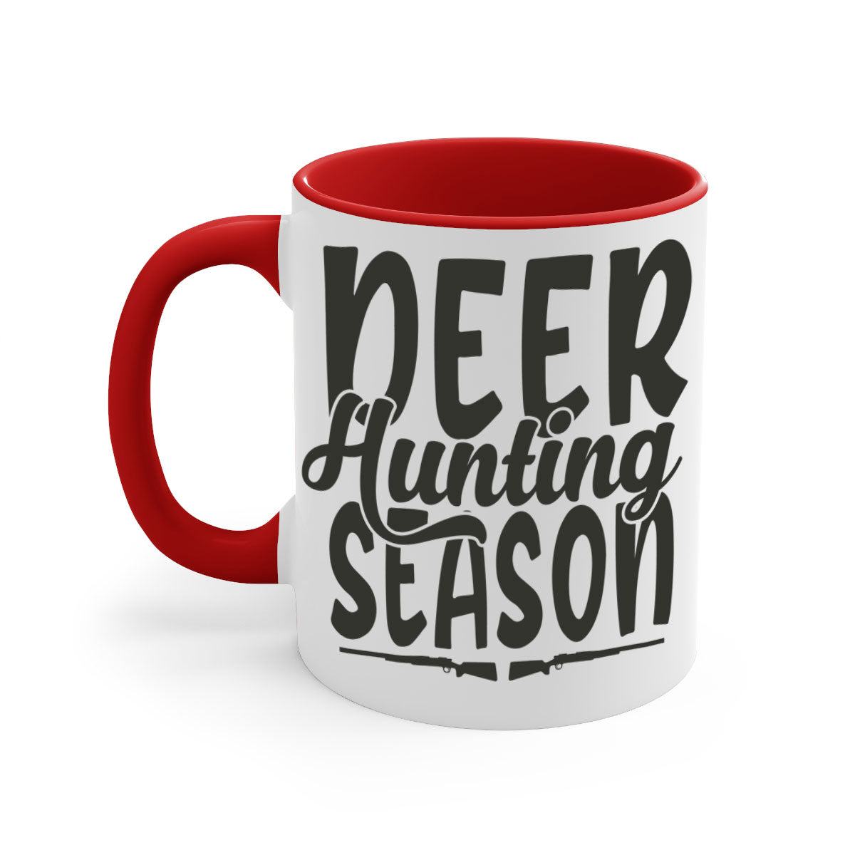 A stylish two-tone deer hunting season mug with a glossy finish, featuring a colored handle and interior, available in multiple colors.