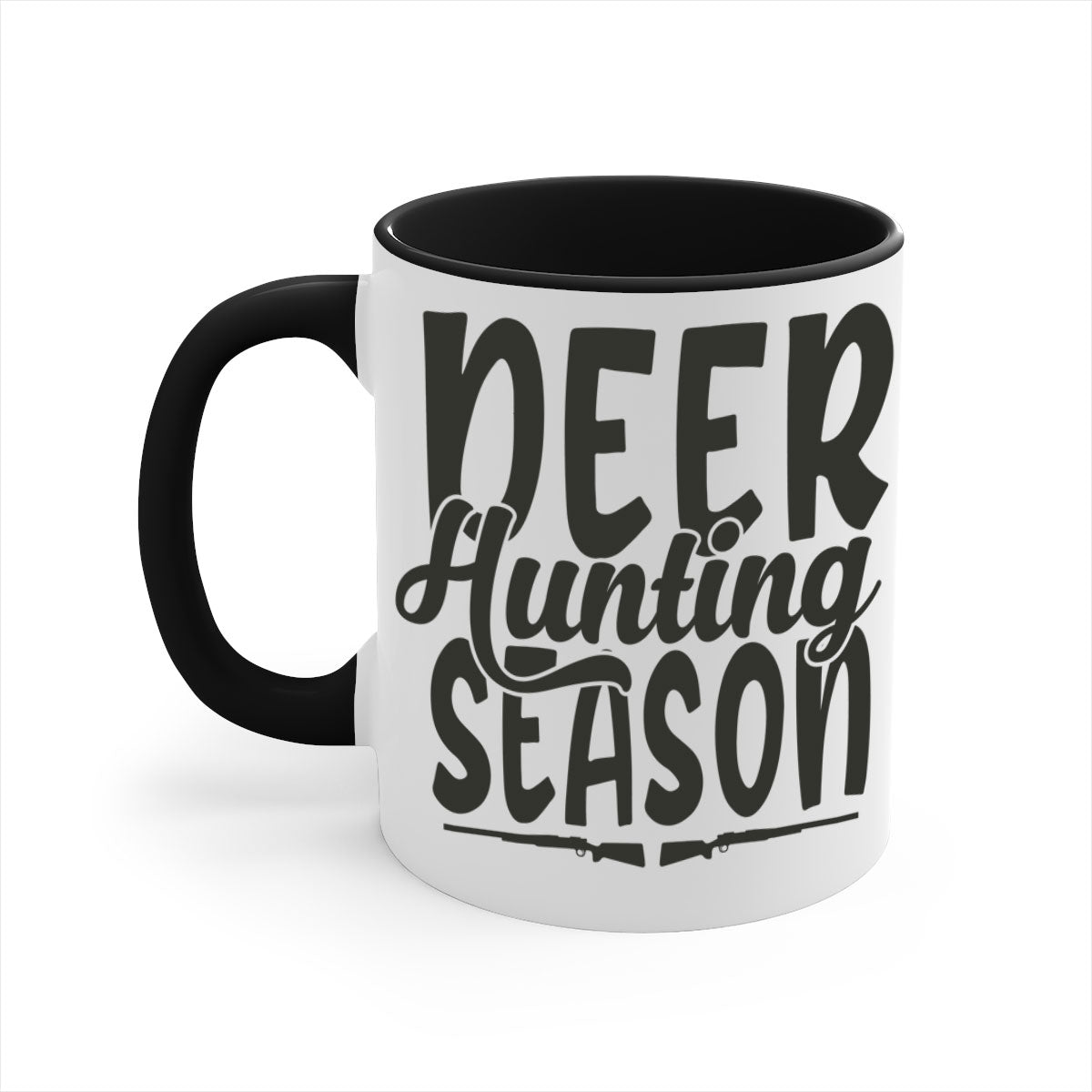 A stylish two-tone deer hunting season mug with a glossy finish, featuring a colored handle and interior, available in multiple colors.