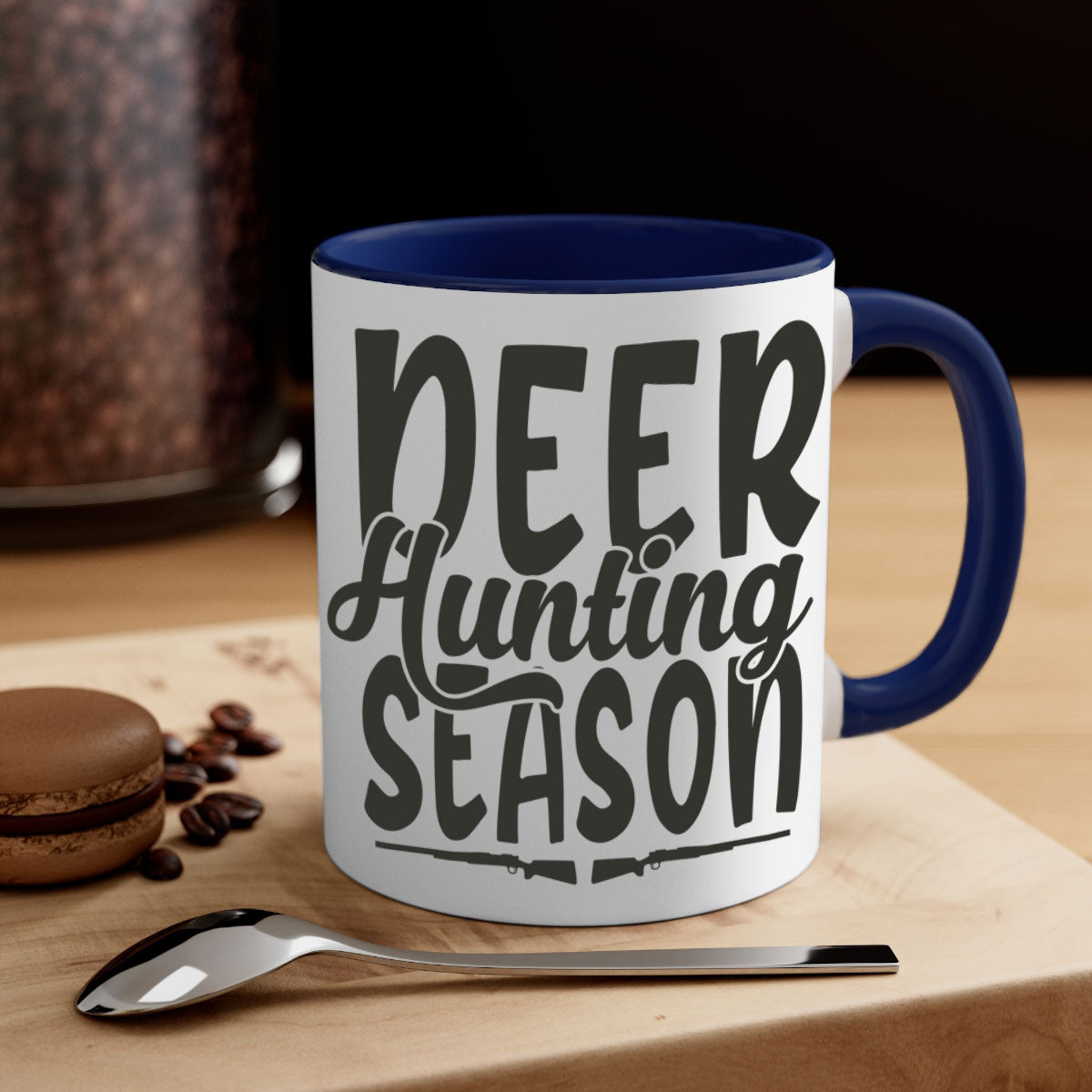 A stylish two-tone deer hunting season mug with a glossy finish, featuring a colored handle and interior, available in multiple colors.