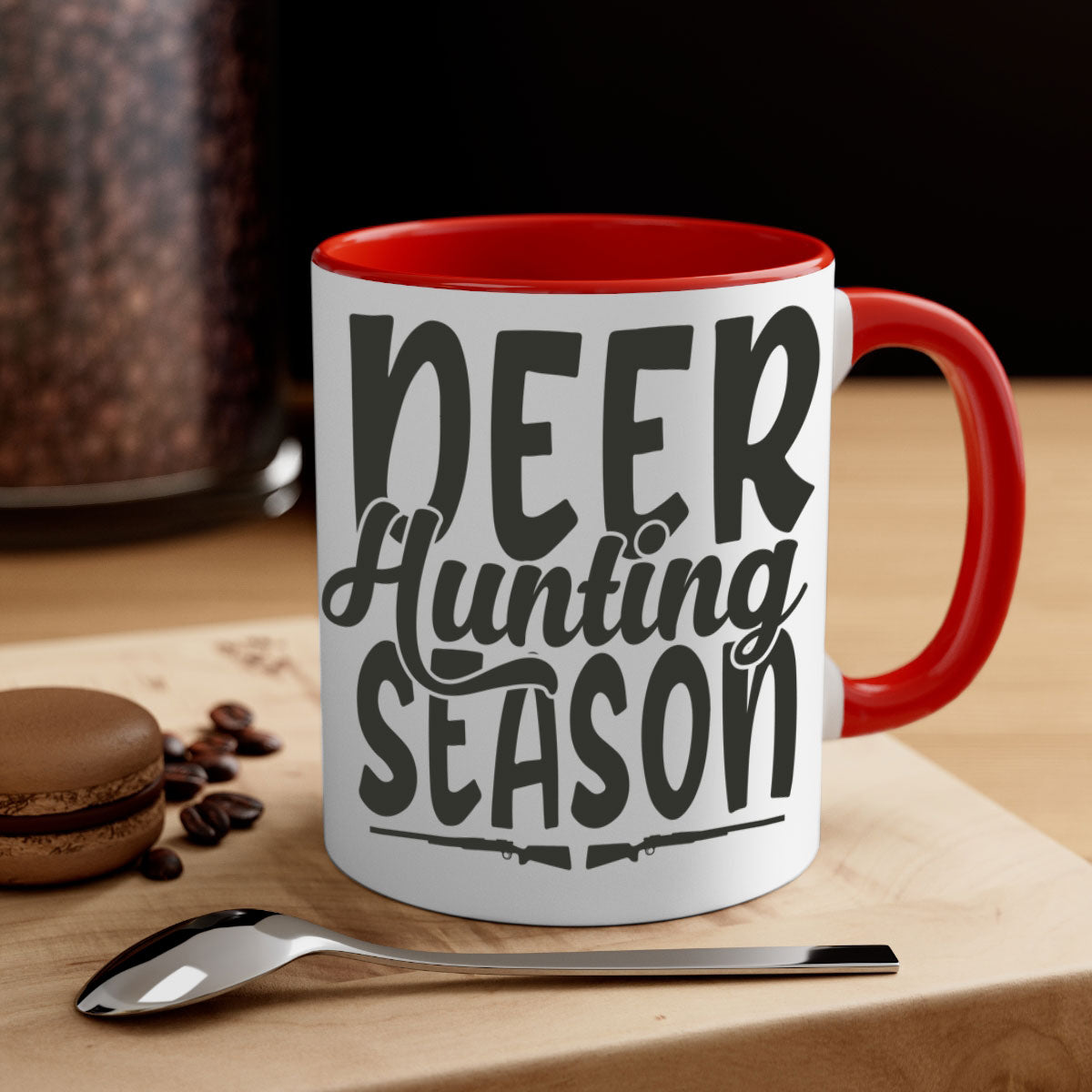 A stylish two-tone deer hunting season mug with a glossy finish, featuring a colored handle and interior, available in multiple colors.