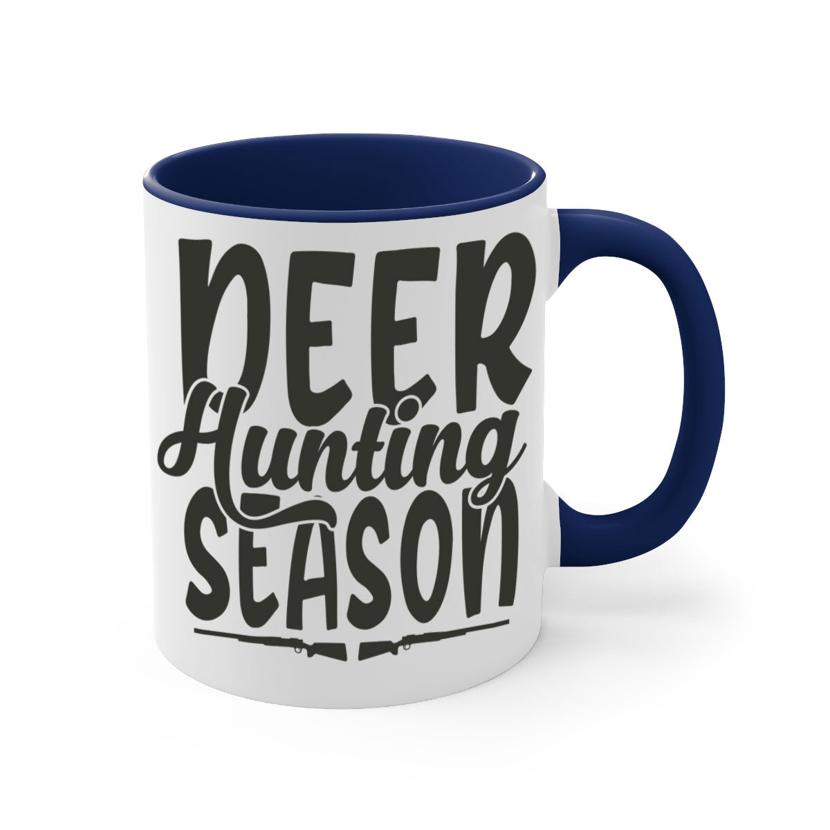 A stylish two-tone deer hunting season mug with a glossy finish, featuring a colored handle and interior, available in multiple colors.