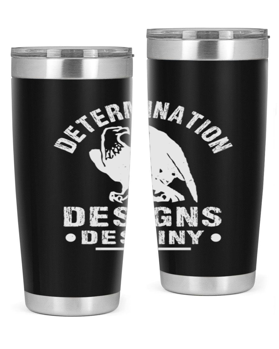 20oz Determination Designs Destiny Style 3# Tumbler featuring a sleek stainless steel design with a press-in lid, perfect for hot and cold beverages.