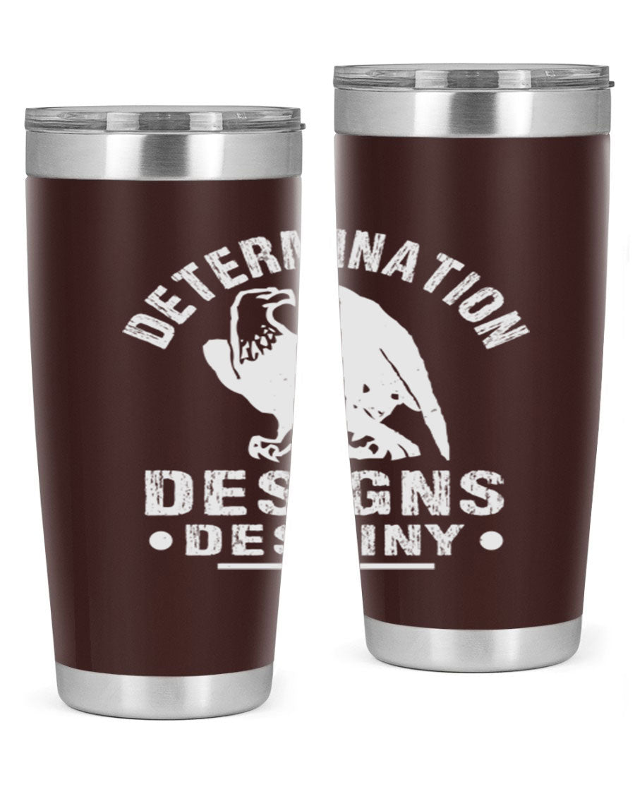 20oz Determination Designs Destiny Style 3# Tumbler featuring a sleek stainless steel design with a press-in lid, perfect for hot and cold beverages.