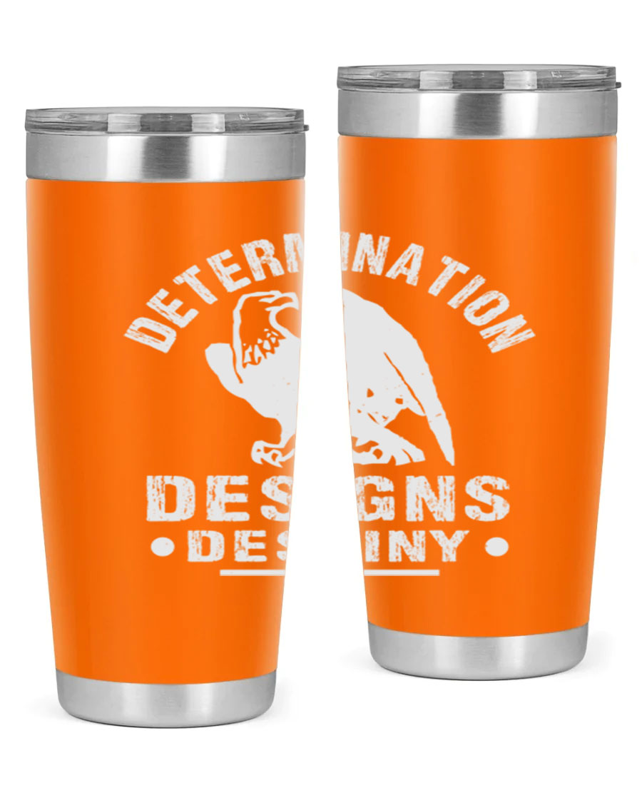 20oz Determination Designs Destiny Style 3# Tumbler featuring a sleek stainless steel design with a press-in lid, perfect for hot and cold beverages.