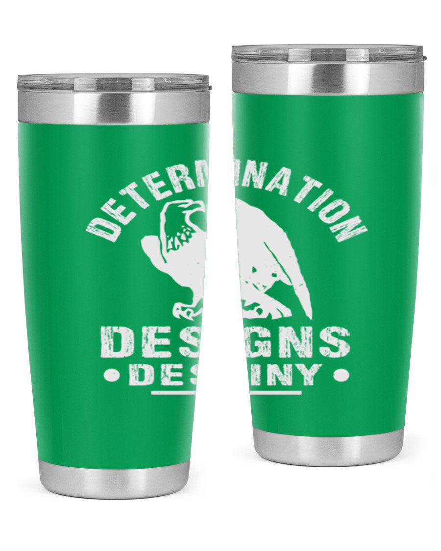 20oz Determination Designs Destiny Style 3# Tumbler featuring a sleek stainless steel design with a press-in lid, perfect for hot and cold beverages.