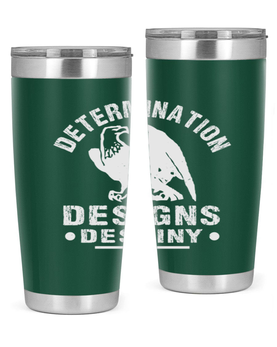 20oz Determination Designs Destiny Style 3# Tumbler featuring a sleek stainless steel design with a press-in lid, perfect for hot and cold beverages.