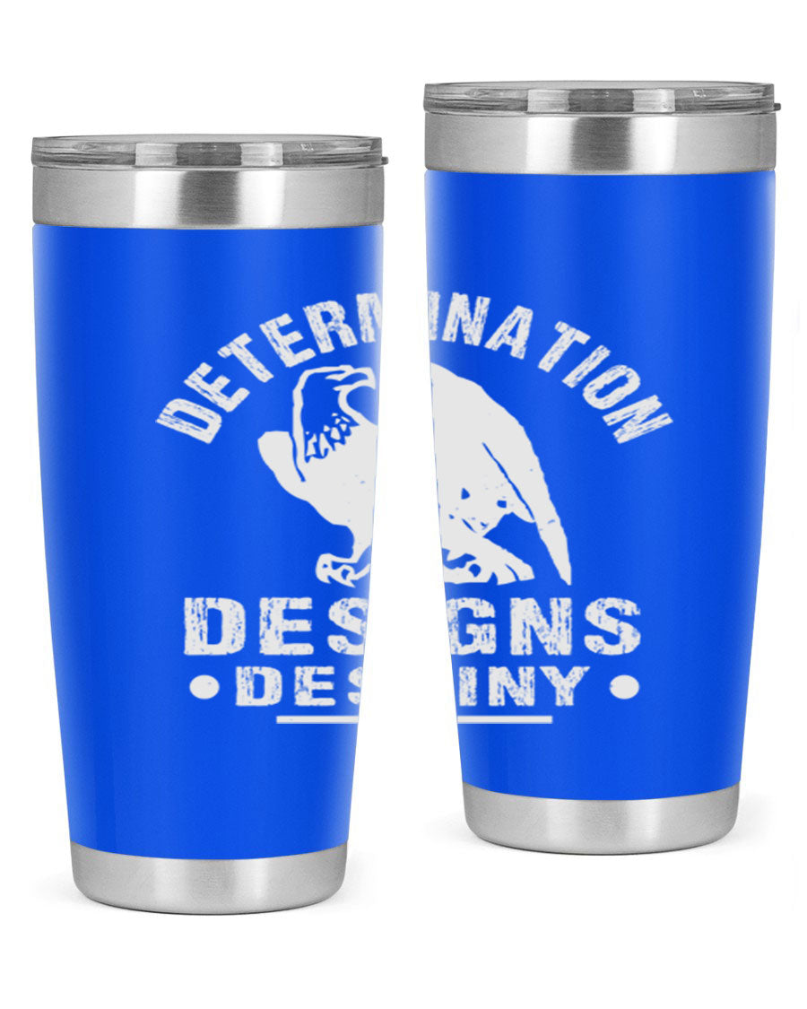 20oz Determination Designs Destiny Style 3# Tumbler featuring a sleek stainless steel design with a press-in lid, perfect for hot and cold beverages.