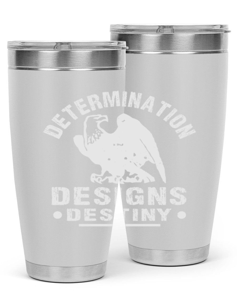 20oz Determination Designs Destiny Style 3# Tumbler featuring a sleek stainless steel design with a press-in lid, perfect for hot and cold beverages.