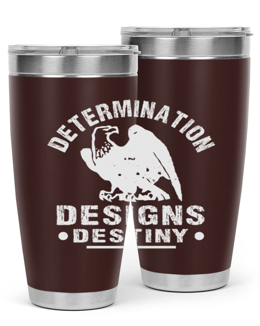 20oz Determination Designs Destiny Style 3# Tumbler featuring a sleek stainless steel design with a press-in lid, perfect for hot and cold beverages.
