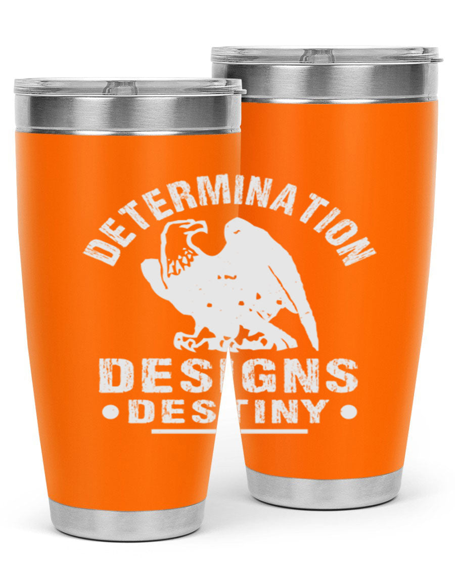 20oz Determination Designs Destiny Style 3# Tumbler featuring a sleek stainless steel design with a press-in lid, perfect for hot and cold beverages.