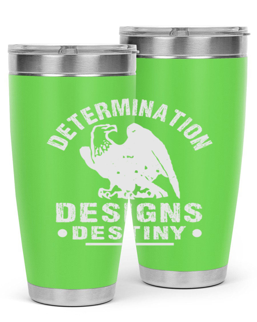 20oz Determination Designs Destiny Style 3# Tumbler featuring a sleek stainless steel design with a press-in lid, perfect for hot and cold beverages.