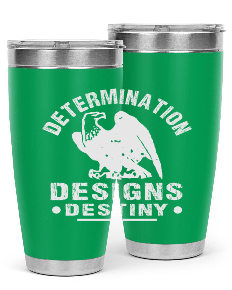 20oz Determination Designs Destiny Style 3# Tumbler featuring a sleek stainless steel design with a press-in lid, perfect for hot and cold beverages.