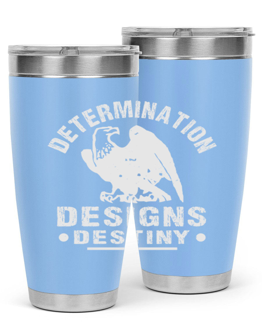 20oz Determination Designs Destiny Style 3# Tumbler featuring a sleek stainless steel design with a press-in lid, perfect for hot and cold beverages.