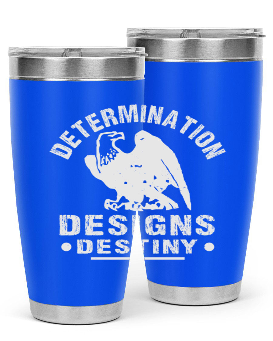 20oz Determination Designs Destiny Style 3# Tumbler featuring a sleek stainless steel design with a press-in lid, perfect for hot and cold beverages.