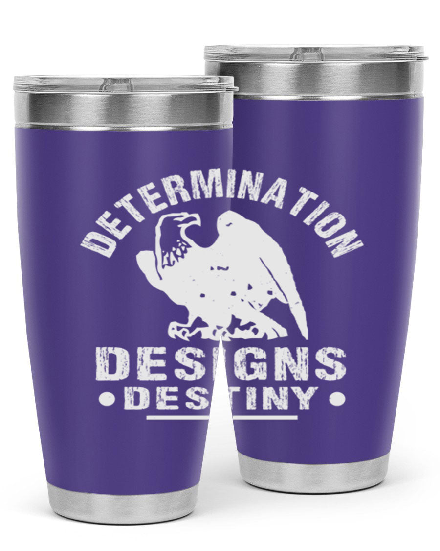 20oz Determination Designs Destiny Style 3# Tumbler featuring a sleek stainless steel design with a press-in lid, perfect for hot and cold beverages.