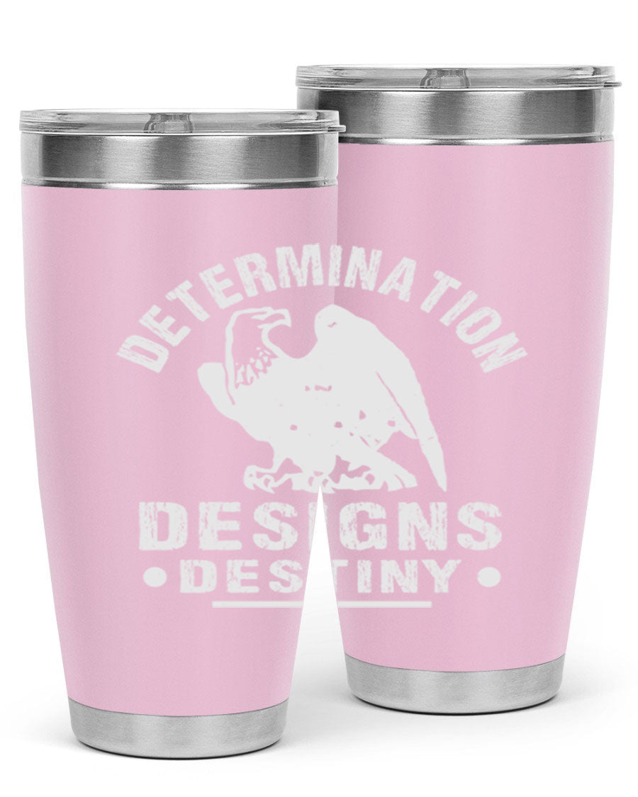 20oz Determination Designs Destiny Style 3# Tumbler featuring a sleek stainless steel design with a press-in lid, perfect for hot and cold beverages.