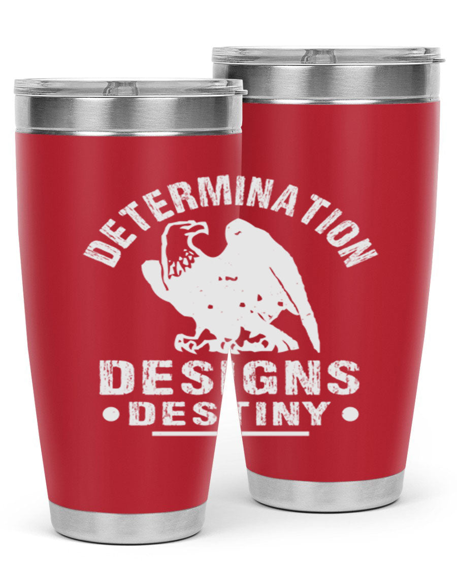 20oz Determination Designs Destiny Style 3# Tumbler featuring a sleek stainless steel design with a press-in lid, perfect for hot and cold beverages.