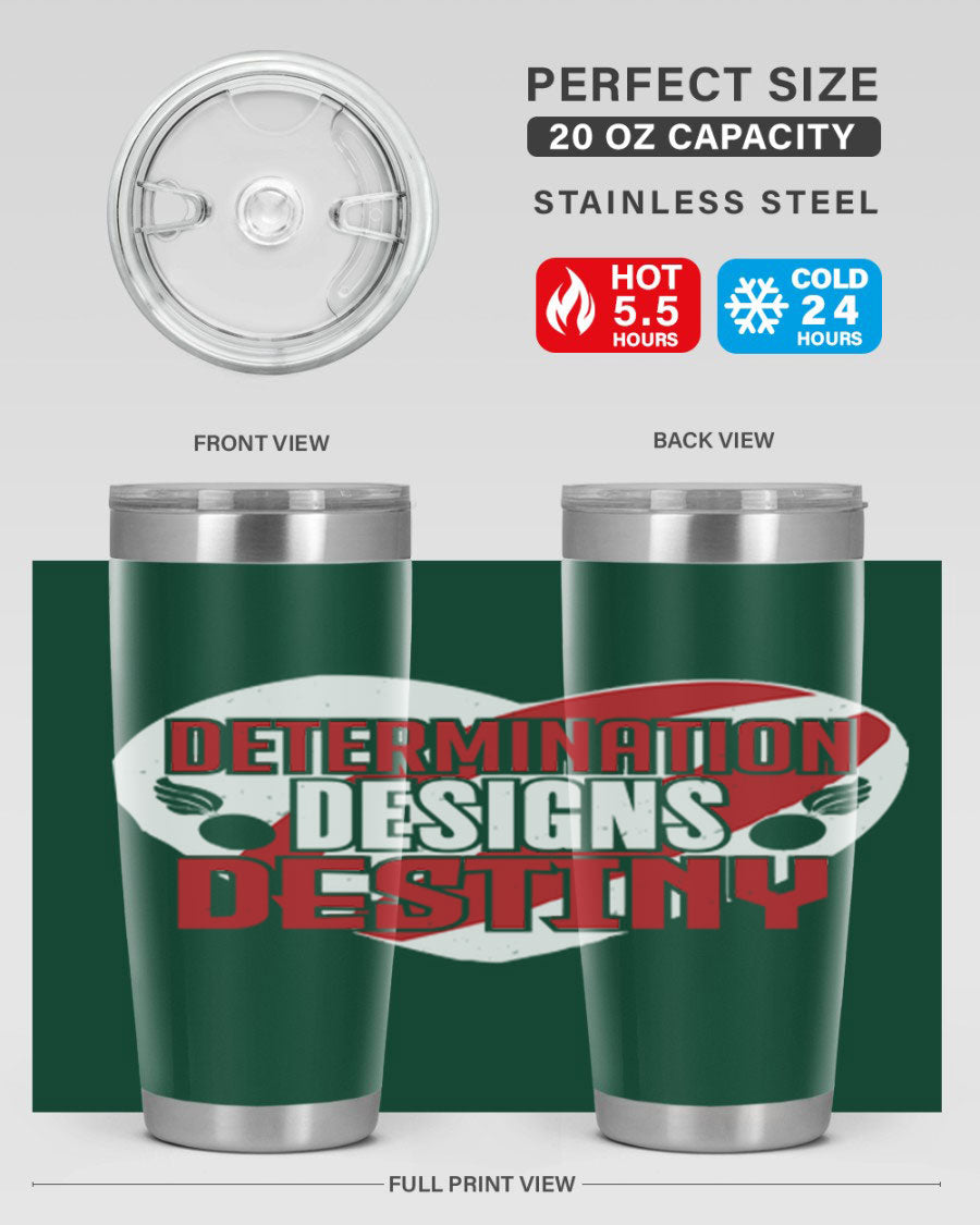 Determination Designs Style 17# Fourt Of July Tumbler featuring a patriotic design, double wall vacuum insulation, and a press-in lid.