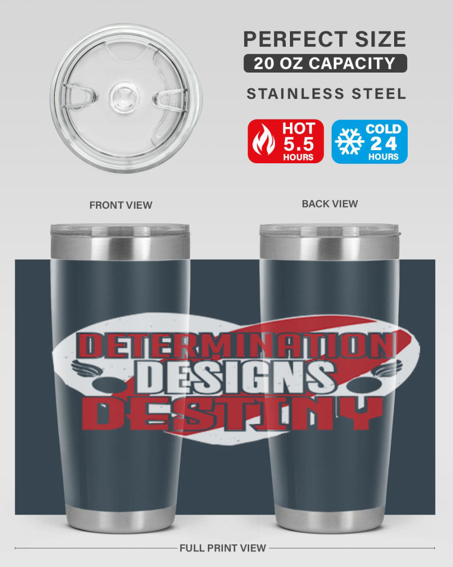Determination Designs Style 17# Fourt Of July Tumbler featuring a patriotic design, double wall vacuum insulation, and a press-in lid.
