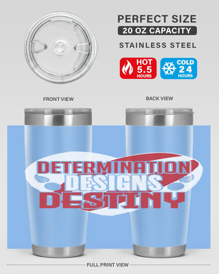 Determination Designs Style 17# Fourt Of July Tumbler featuring a patriotic design, double wall vacuum insulation, and a press-in lid.