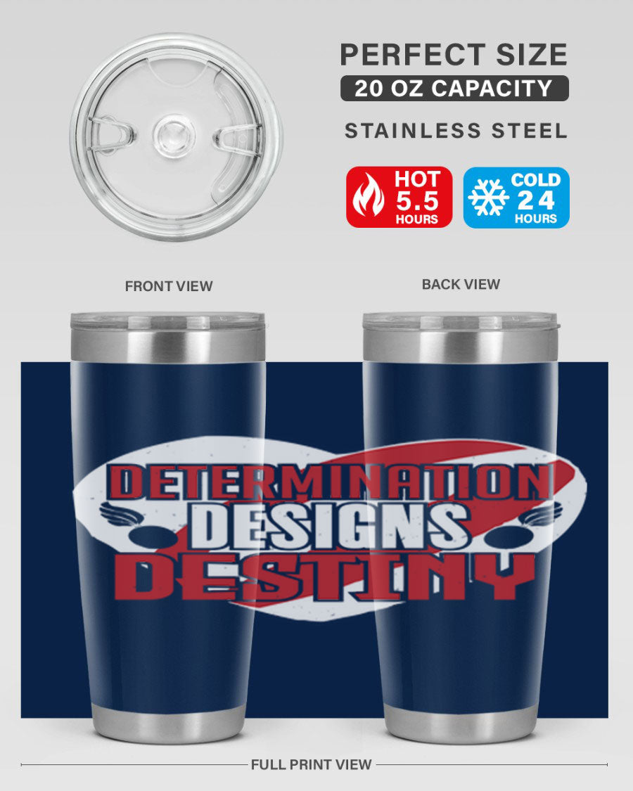 Determination Designs Style 17# Fourt Of July Tumbler featuring a patriotic design, double wall vacuum insulation, and a press-in lid.