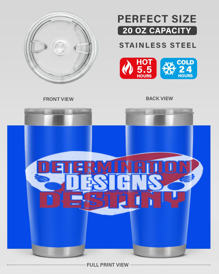 Determination Designs Style 17# Fourt Of July Tumbler featuring a patriotic design, double wall vacuum insulation, and a press-in lid.