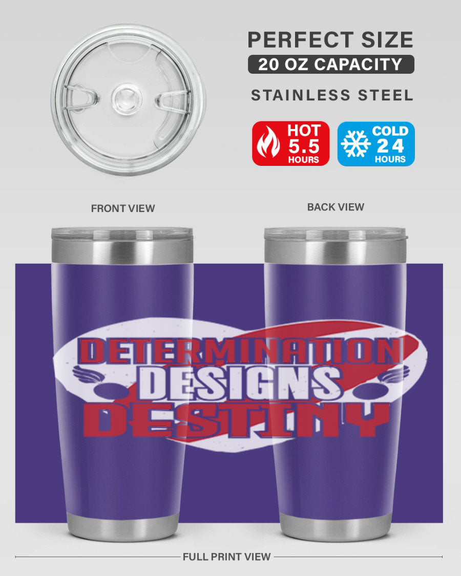 Determination Designs Style 17# Fourt Of July Tumbler featuring a patriotic design, double wall vacuum insulation, and a press-in lid.