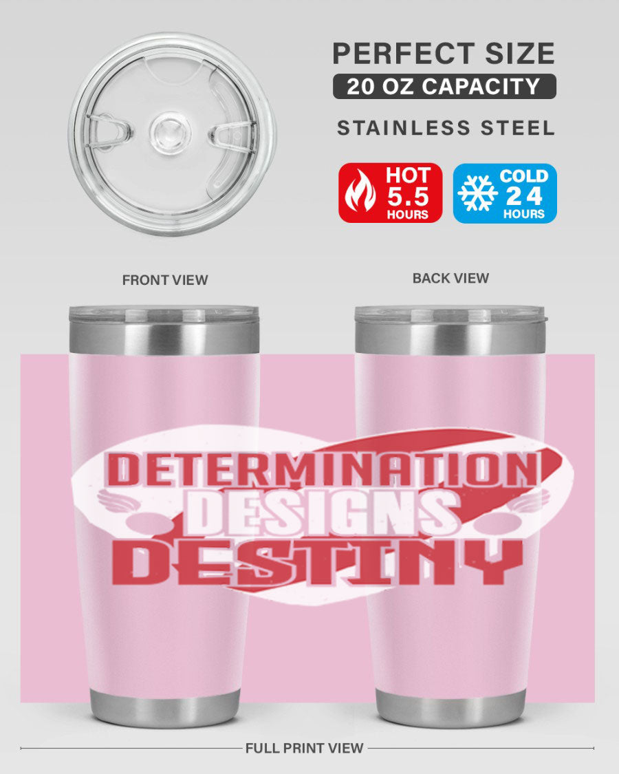 Determination Designs Style 17# Fourt Of July Tumbler featuring a patriotic design, double wall vacuum insulation, and a press-in lid.