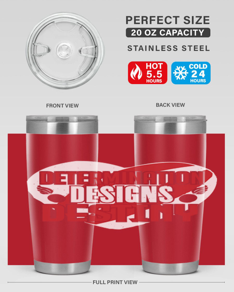 Determination Designs Style 17# Fourt Of July Tumbler featuring a patriotic design, double wall vacuum insulation, and a press-in lid.