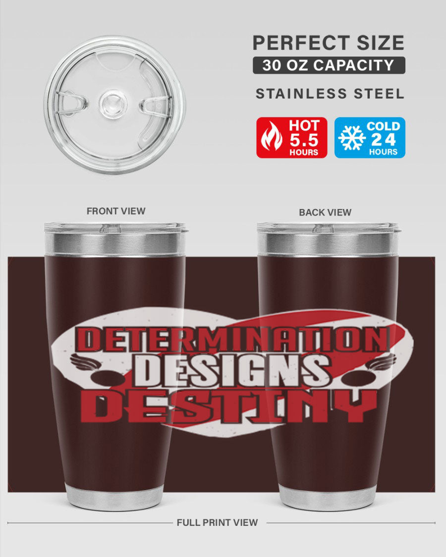 Determination Designs Style 17# Fourt Of July Tumbler featuring a patriotic design, double wall vacuum insulation, and a press-in lid.