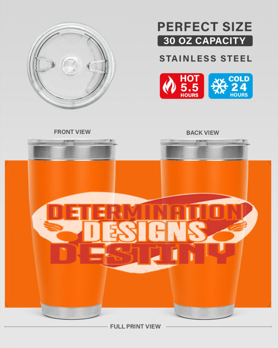 Determination Designs Style 17# Fourt Of July Tumbler featuring a patriotic design, double wall vacuum insulation, and a press-in lid.