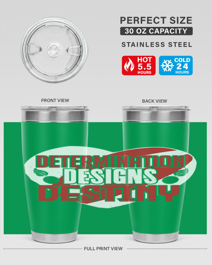 Determination Designs Style 17# Fourt Of July Tumbler featuring a patriotic design, double wall vacuum insulation, and a press-in lid.