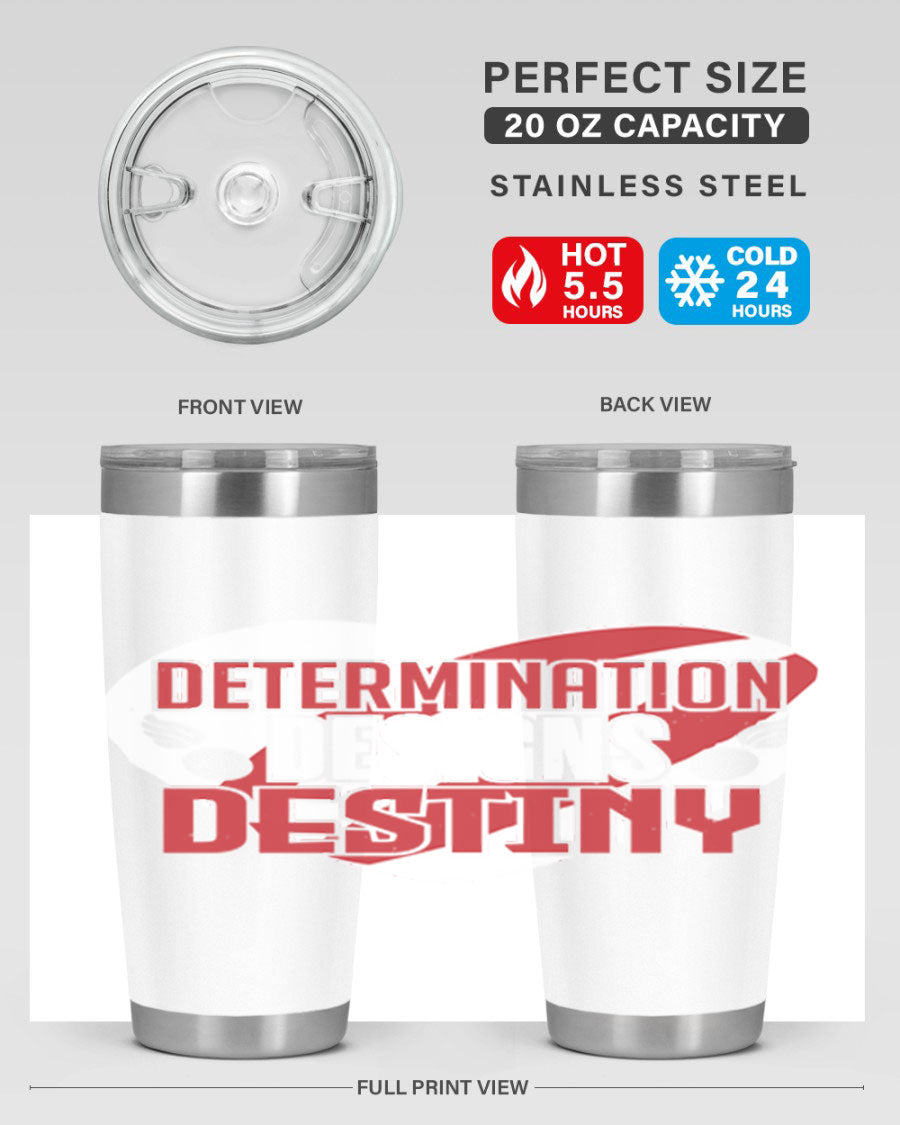 Determination Designs Style 17# Fourt Of July Tumbler featuring a patriotic design, double wall vacuum insulation, and a press-in lid.