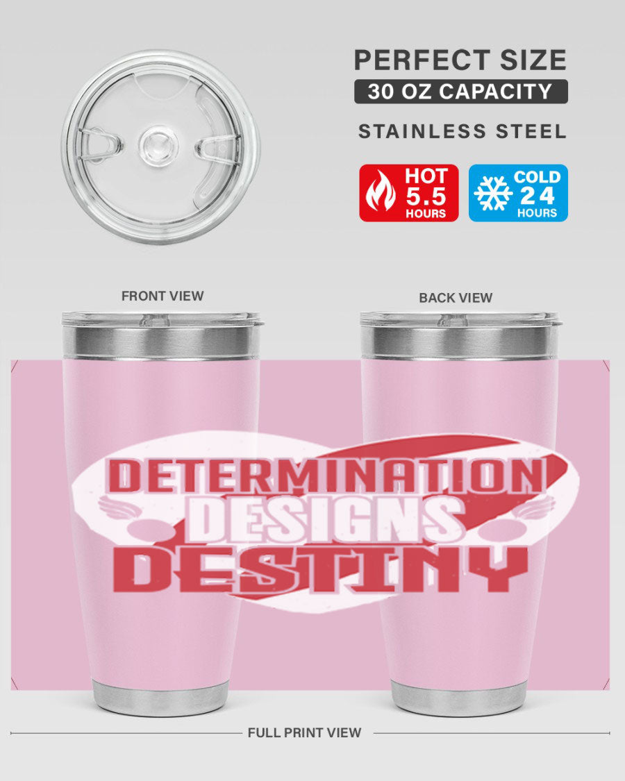 Determination Designs Style 17# Fourt Of July Tumbler featuring a patriotic design, double wall vacuum insulation, and a press-in lid.