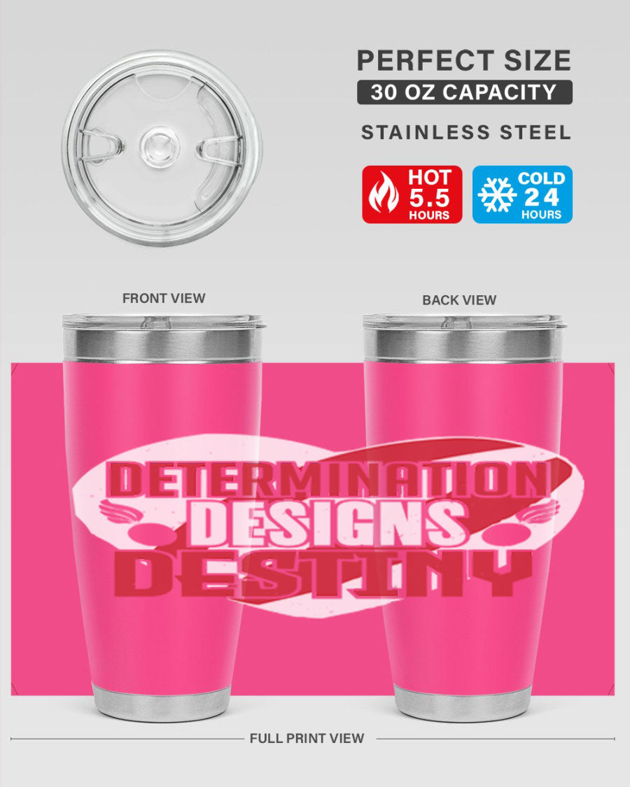 Determination Designs Style 17# Fourt Of July Tumbler featuring a patriotic design, double wall vacuum insulation, and a press-in lid.
