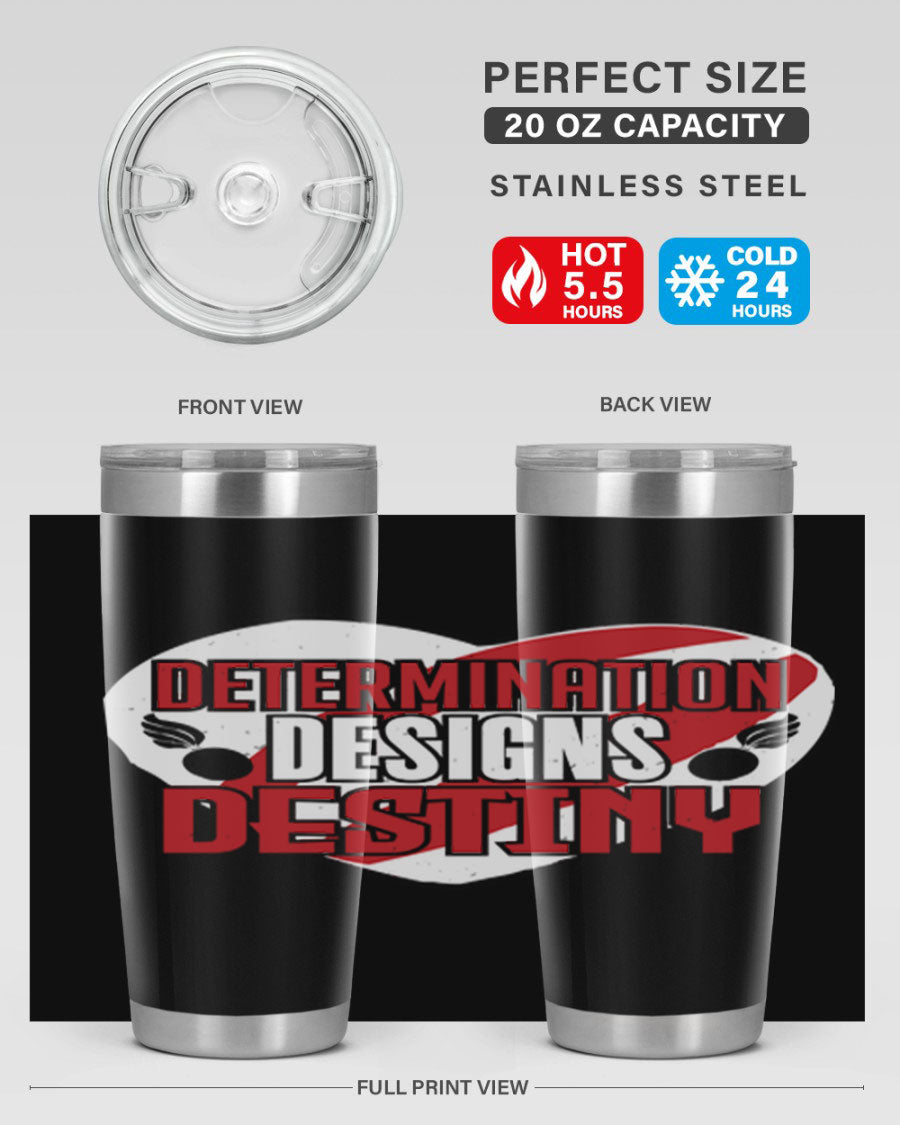 Determination Designs Style 17# Fourt Of July Tumbler featuring a patriotic design, double wall vacuum insulation, and a press-in lid.