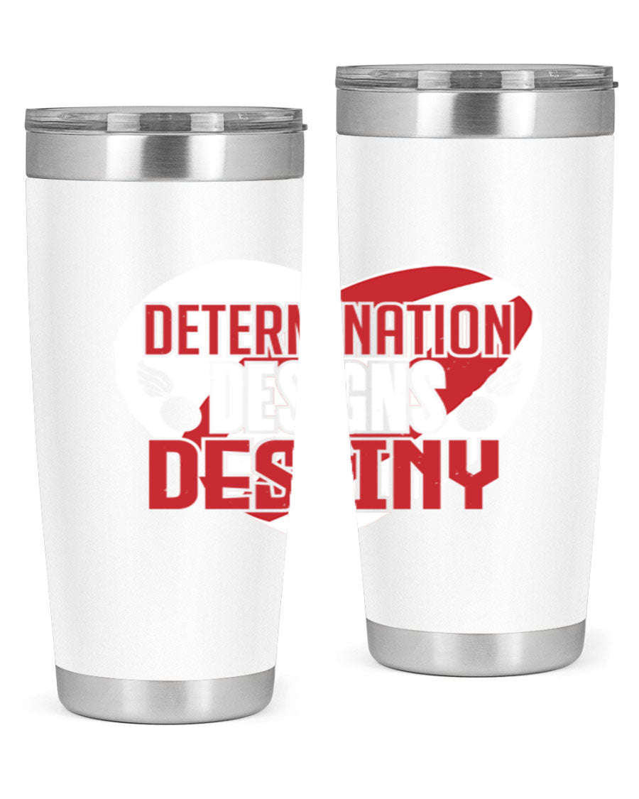 Determination Designs Style 17# Fourt Of July Tumbler featuring a patriotic design, double wall vacuum insulation, and a press-in lid.