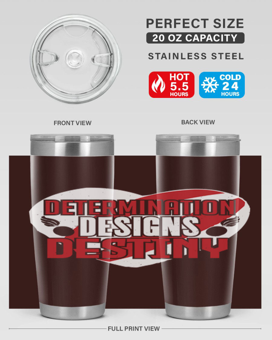 Determination Designs Style 17# Fourt Of July Tumbler featuring a patriotic design, double wall vacuum insulation, and a press-in lid.