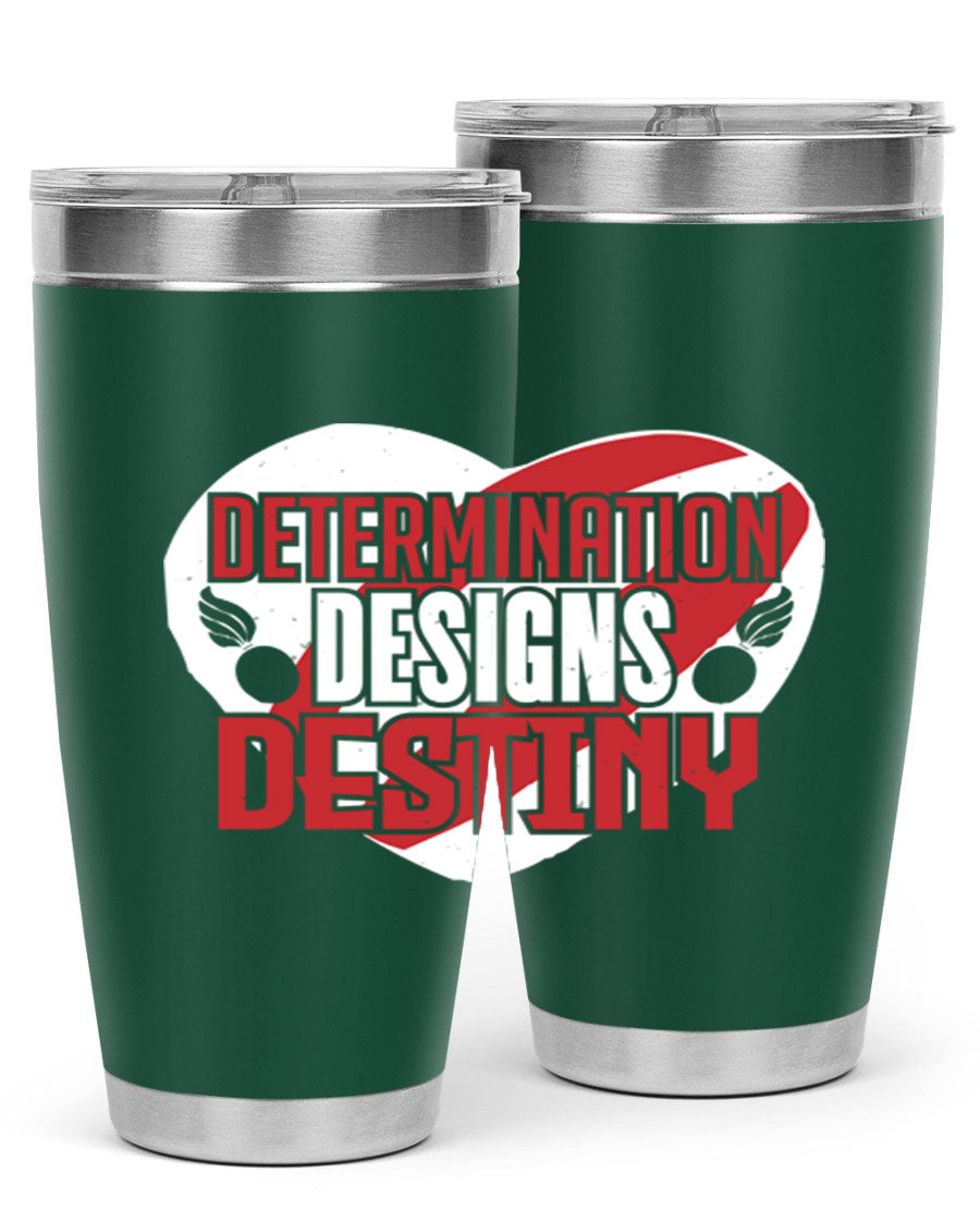 Determination Designs Style 17# Fourt Of July Tumbler featuring a patriotic design, double wall vacuum insulation, and a press-in lid.
